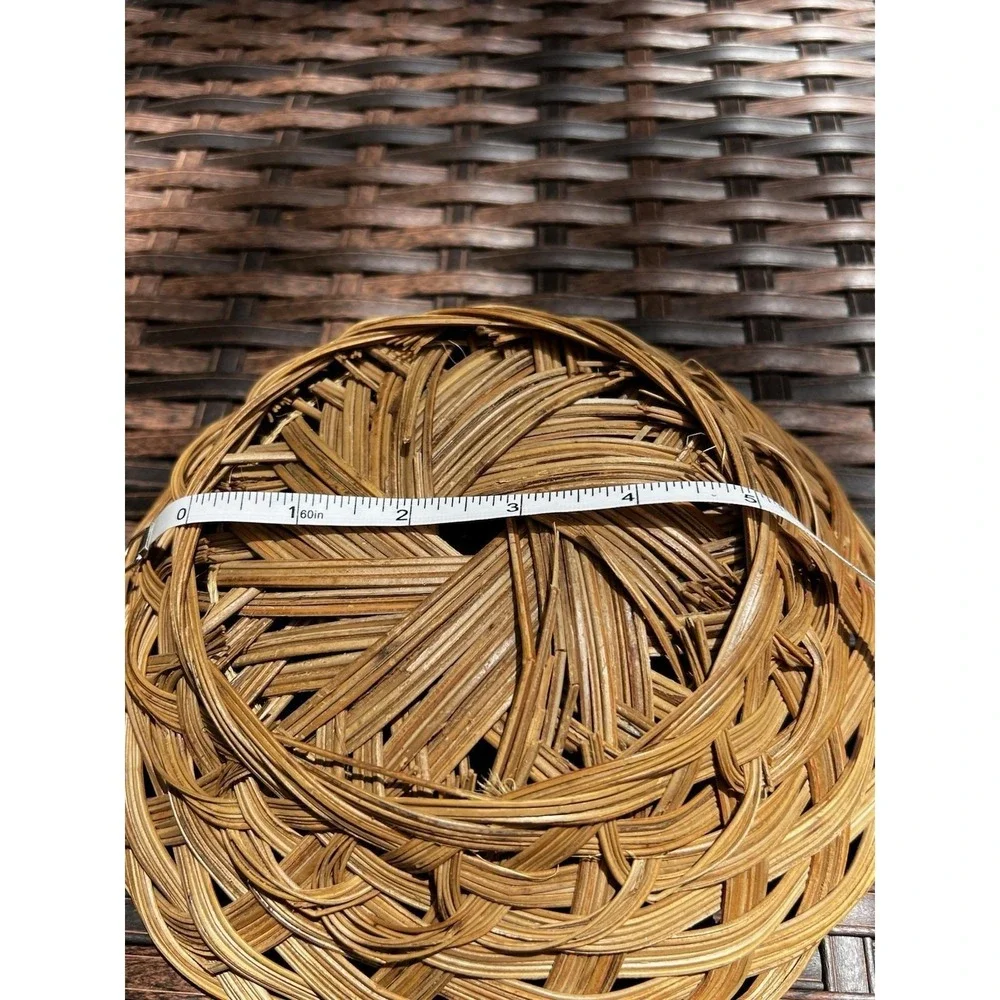 Vintage Wicker‎ Rattan Woven Slat Bowl Basket 9